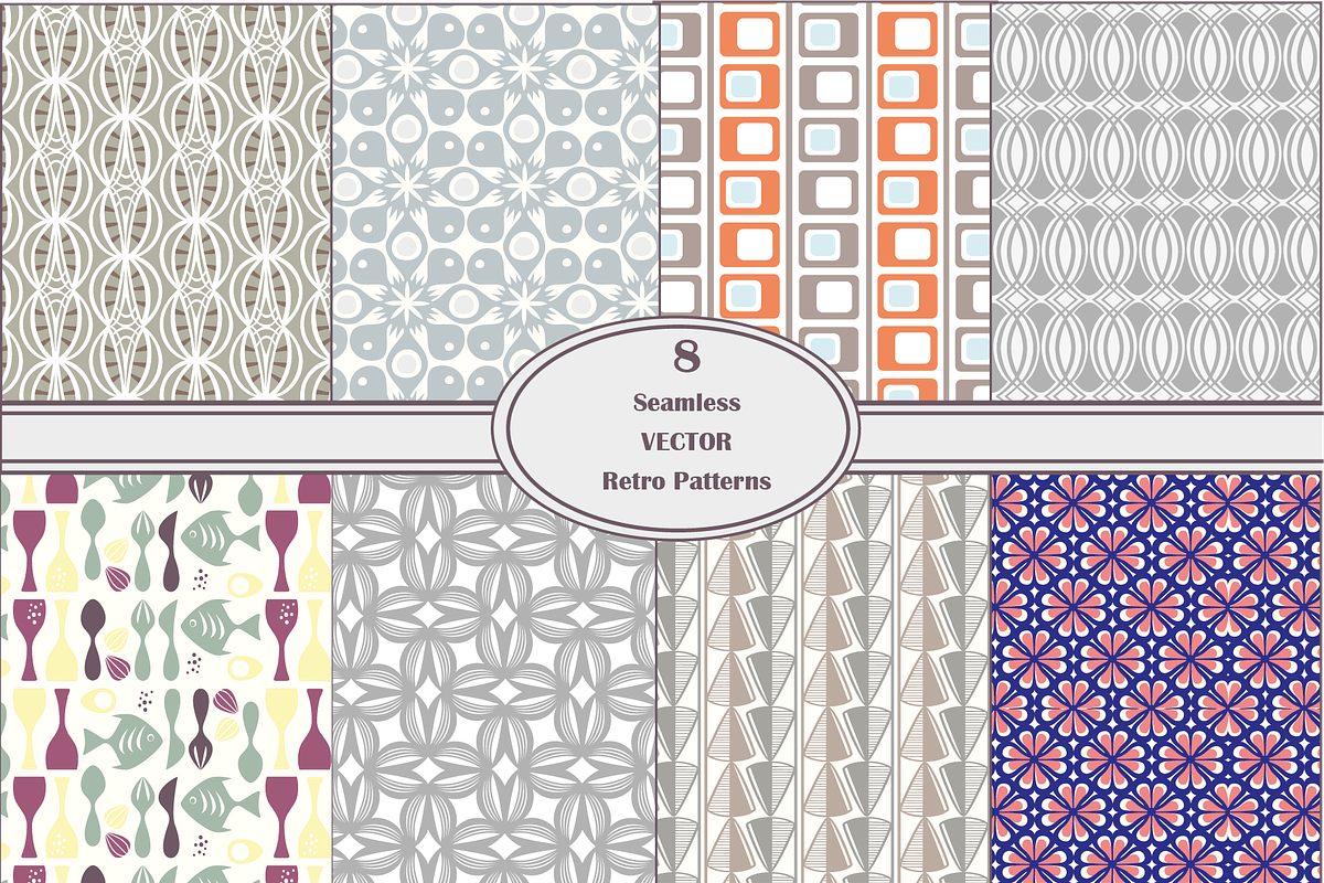 Seamless Vector Retro Pattern Set, a Pattern Graphic by Studio Indigo (Photo 1 of 9)
