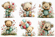 Whimsical Spring Teddy Bear Clipart, an Illustration by Craft Nest (Thumbnail 3 of 11)