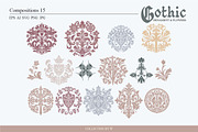 Gothic Ornament and Flowers, a Pattern Graphic by Collection by VY (Thumbnail 8 of 11)
