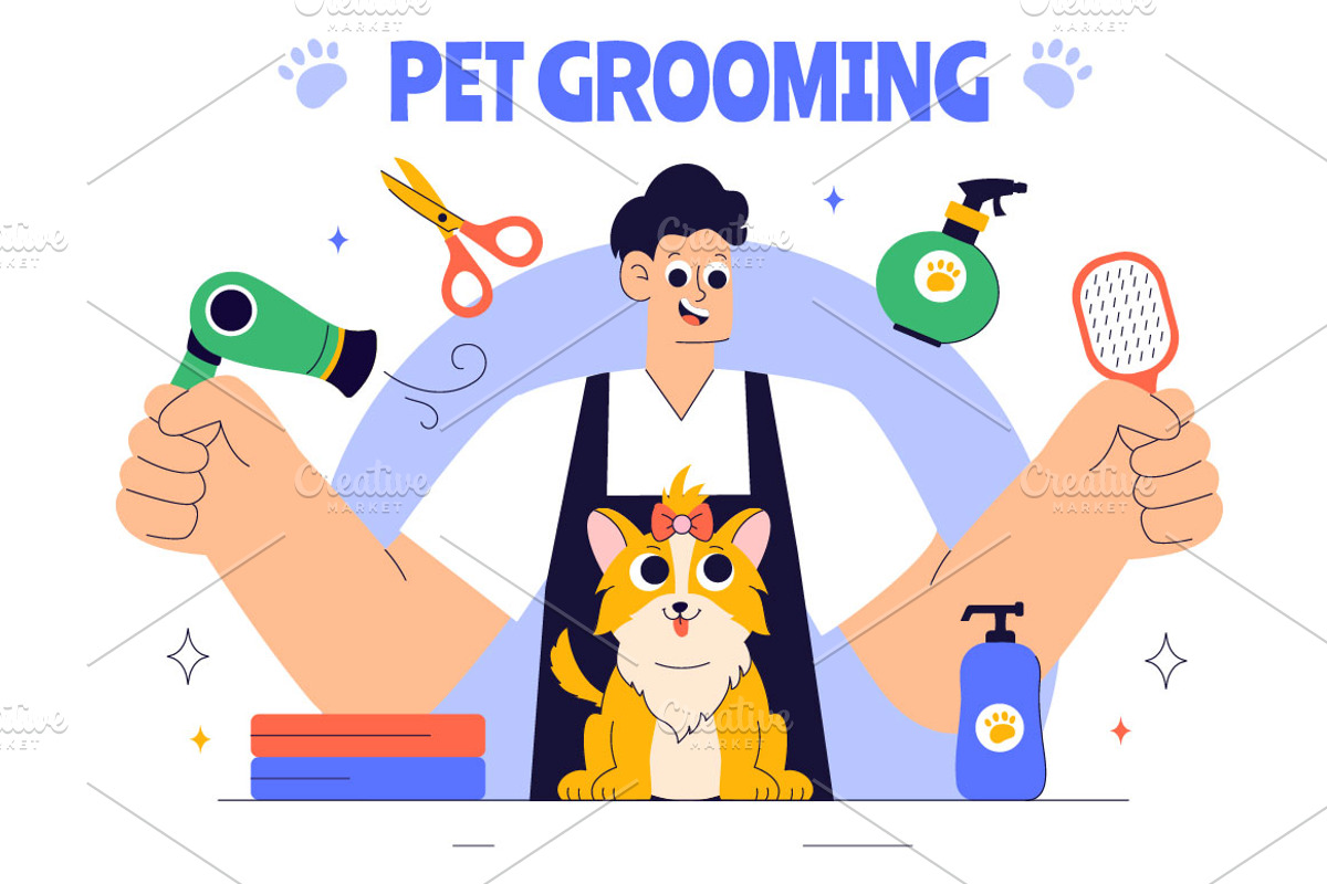 10 Pet Grooming Illustration, an Animal Illustration by denayunebgt (Photo 4 of 4)