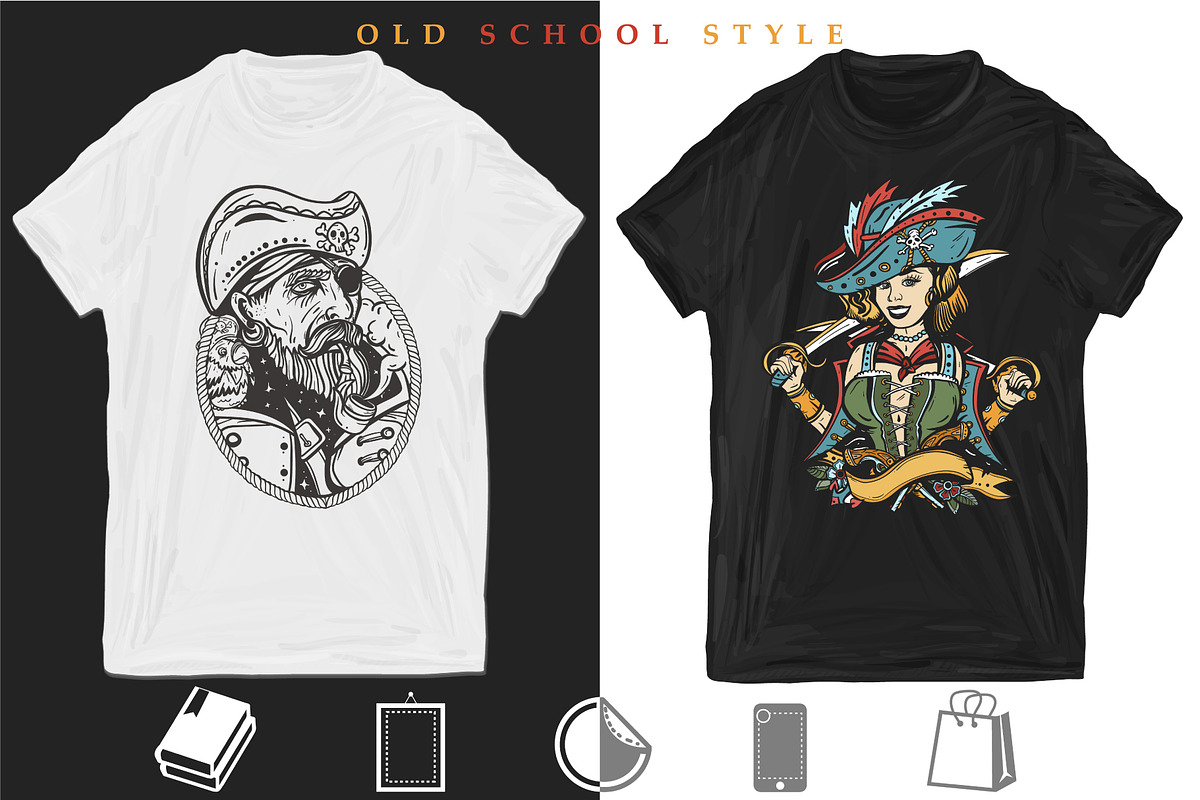 Pirates old school tattoo, a Background Graphic by intueri (Photo 7 of 7)