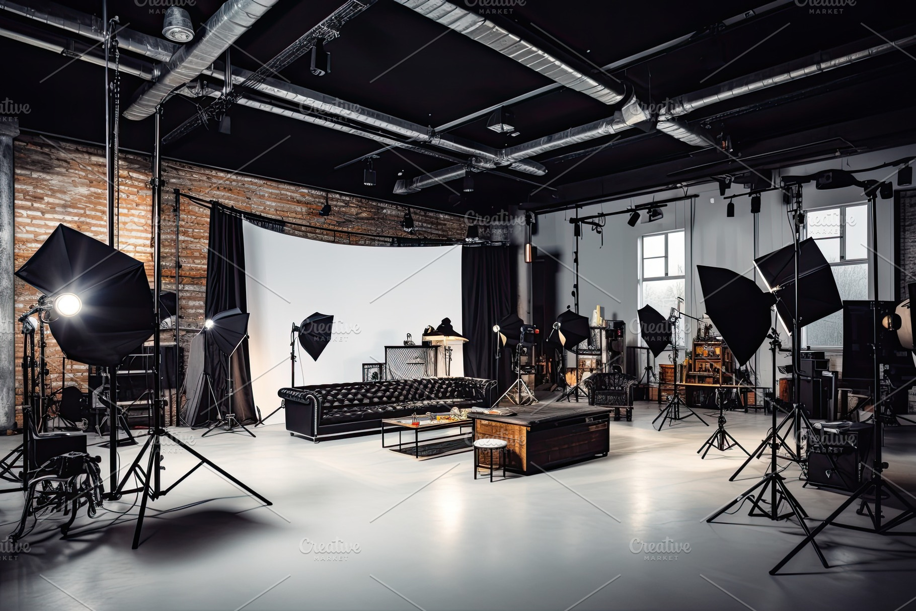 Interior of a photo studio with ligh, a Photo by Iftikhar Alam