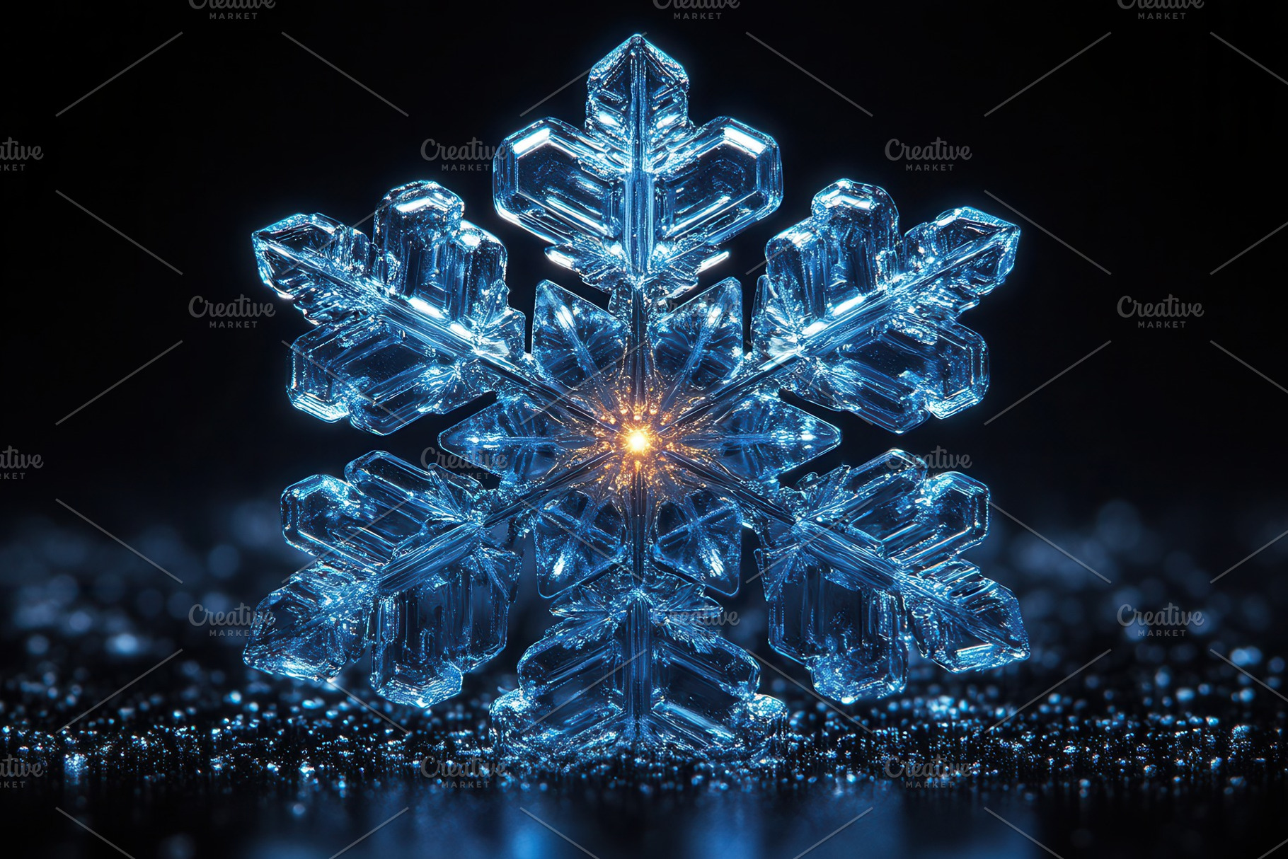 Unique crystal snowflake glistening, a Photo by Tanuart