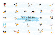 Snowman Faces clip art, a Decorative Illustration by Rasveta (Thumbnail 1 of 3)