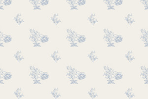 French Country Toile Florals - Blue