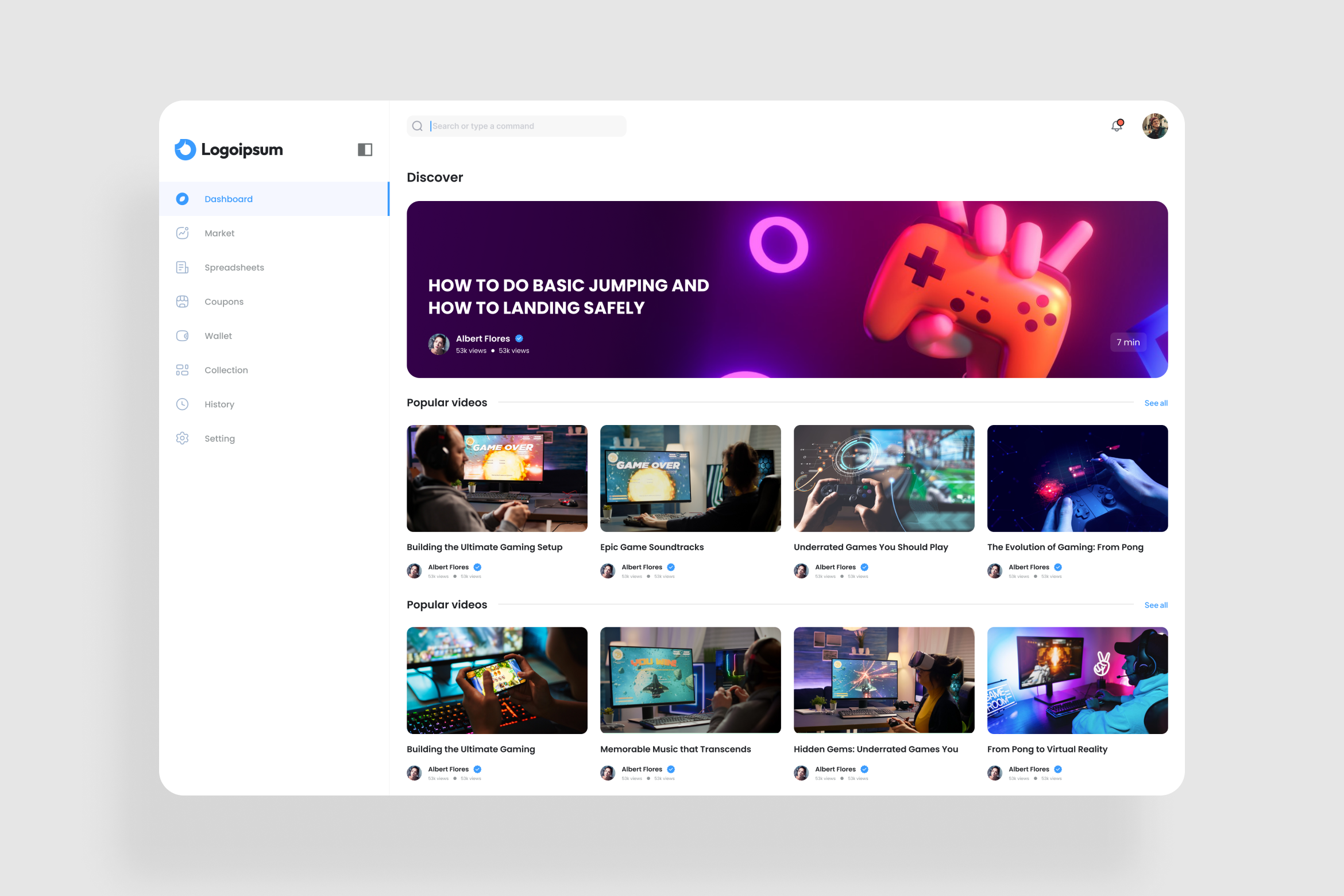 Gamming Stream Dashboard UI Kit, an UI Kit Template by iDoodle Studio