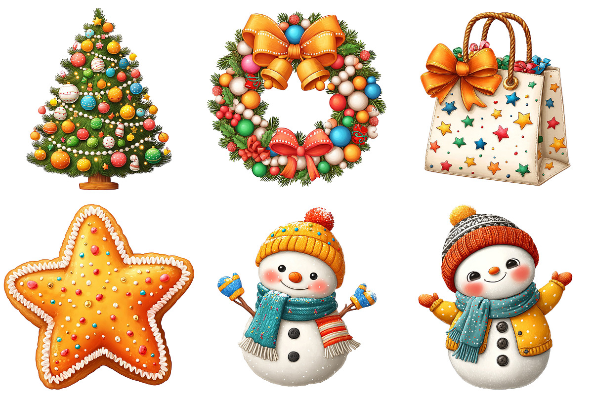 Retro Pastel Christmas Clipart, an Illustration by Craft Nest (Photo 9 of 10)