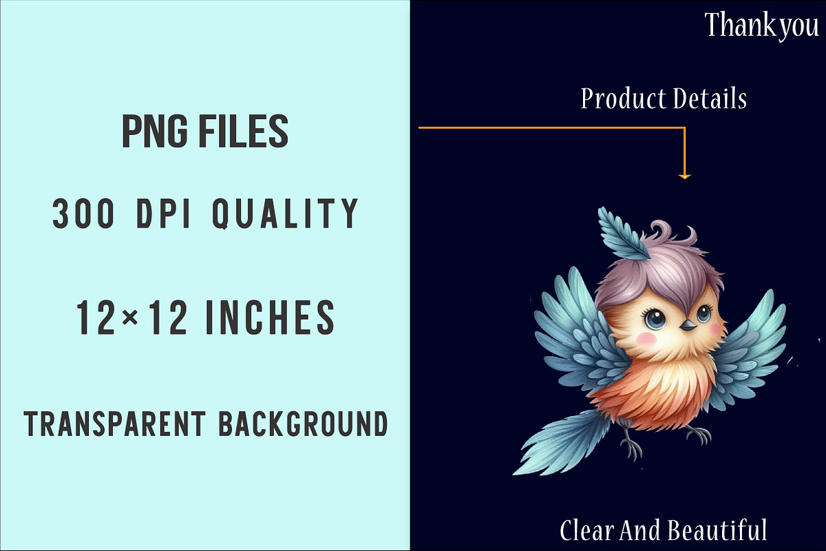 Watercolor Cute Bird Sublimation PNG, an Illustration by SinaCreation (Photo 6 of 7)