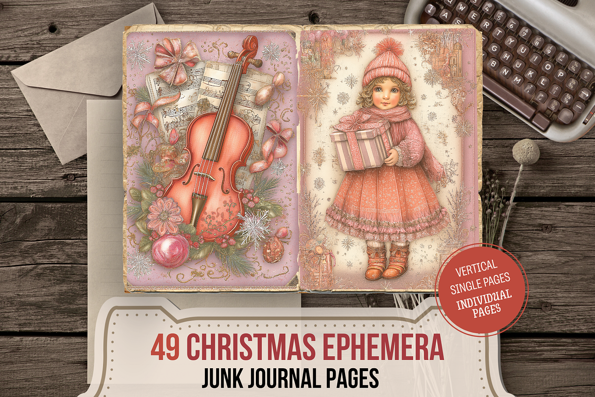 Christmas Ephemera Junk Journal Kit, a Seasonal Illustration by Print Haven Mochi Vintage (Photo 1 of 11)