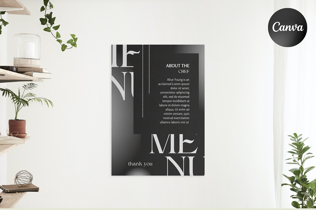 Classy Modern Chic Menu Template for Canva