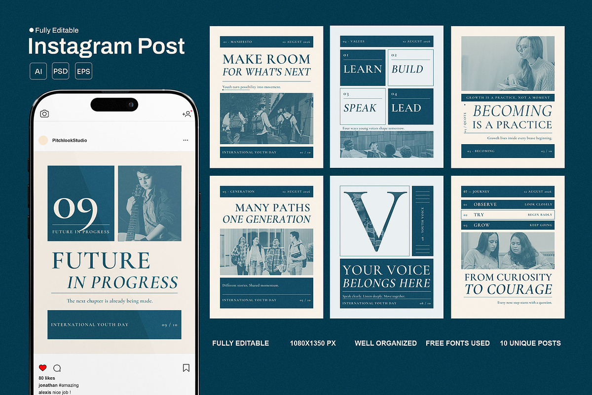 Youth Day Editorial Social Media, a Social Media Template by Pitchlook.Studio (Photo 1 of 3)
