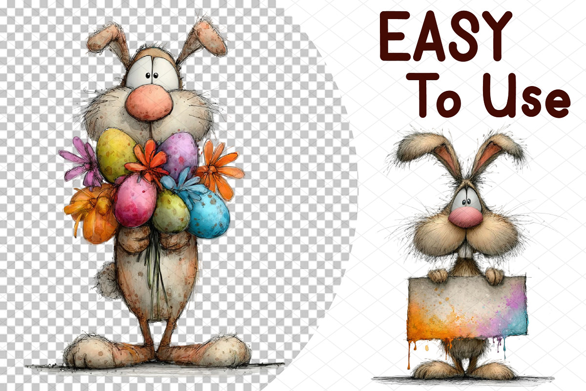 Whimsical Bunny Easter Clipart, an Illustration by cherrydesign (Photo 4 of 4)