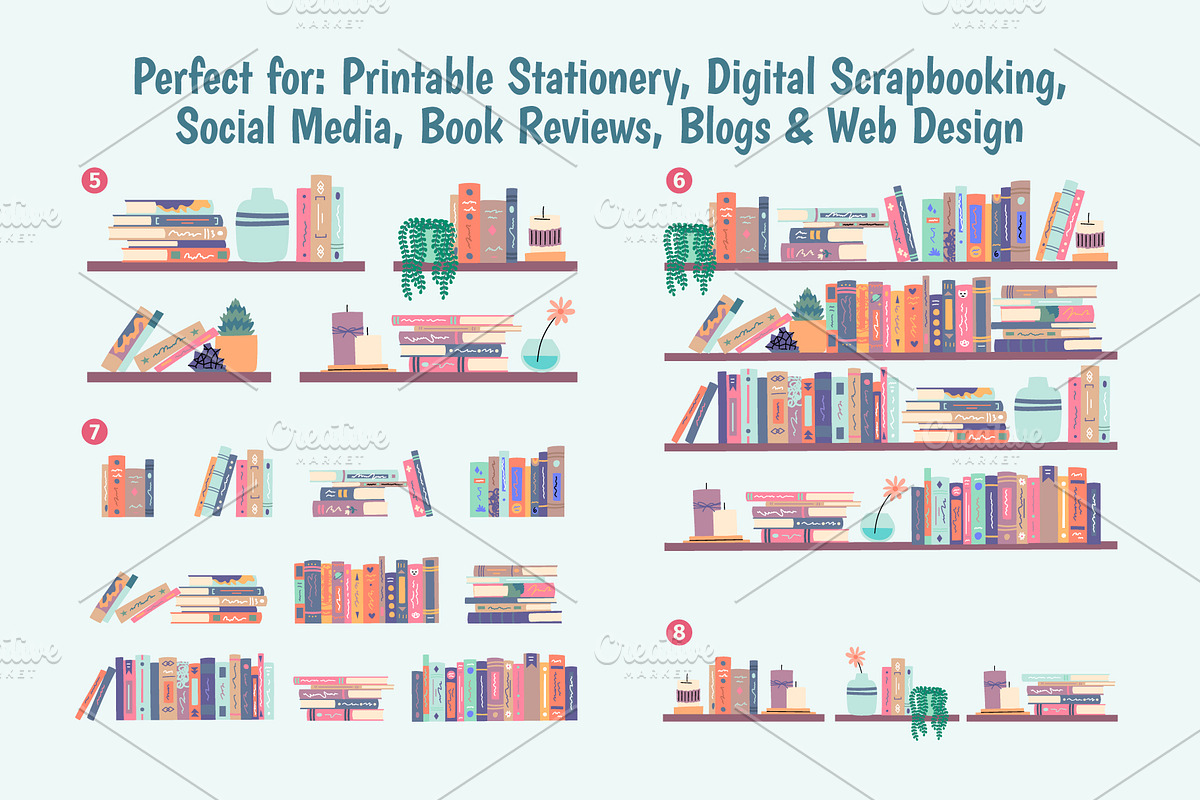 Book Shelves Illustration, a Graphic by 35lab (Photo 5 of 7)