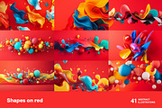 Shapes on red. 41 images, a Background Graphic by Handmadefont (Thumbnail 4 of 11)