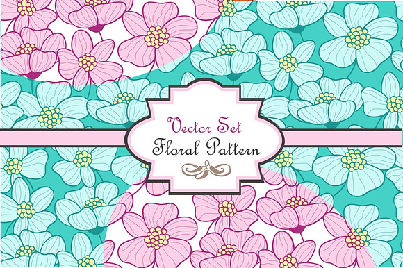 Three cute floral vector patterns preview 5