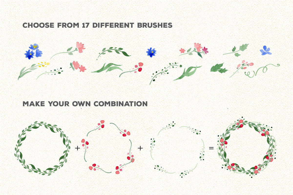 Wreath Brushes for Illustrator, a Brush Add-On by Olga Proz (Photo 3 of 5)