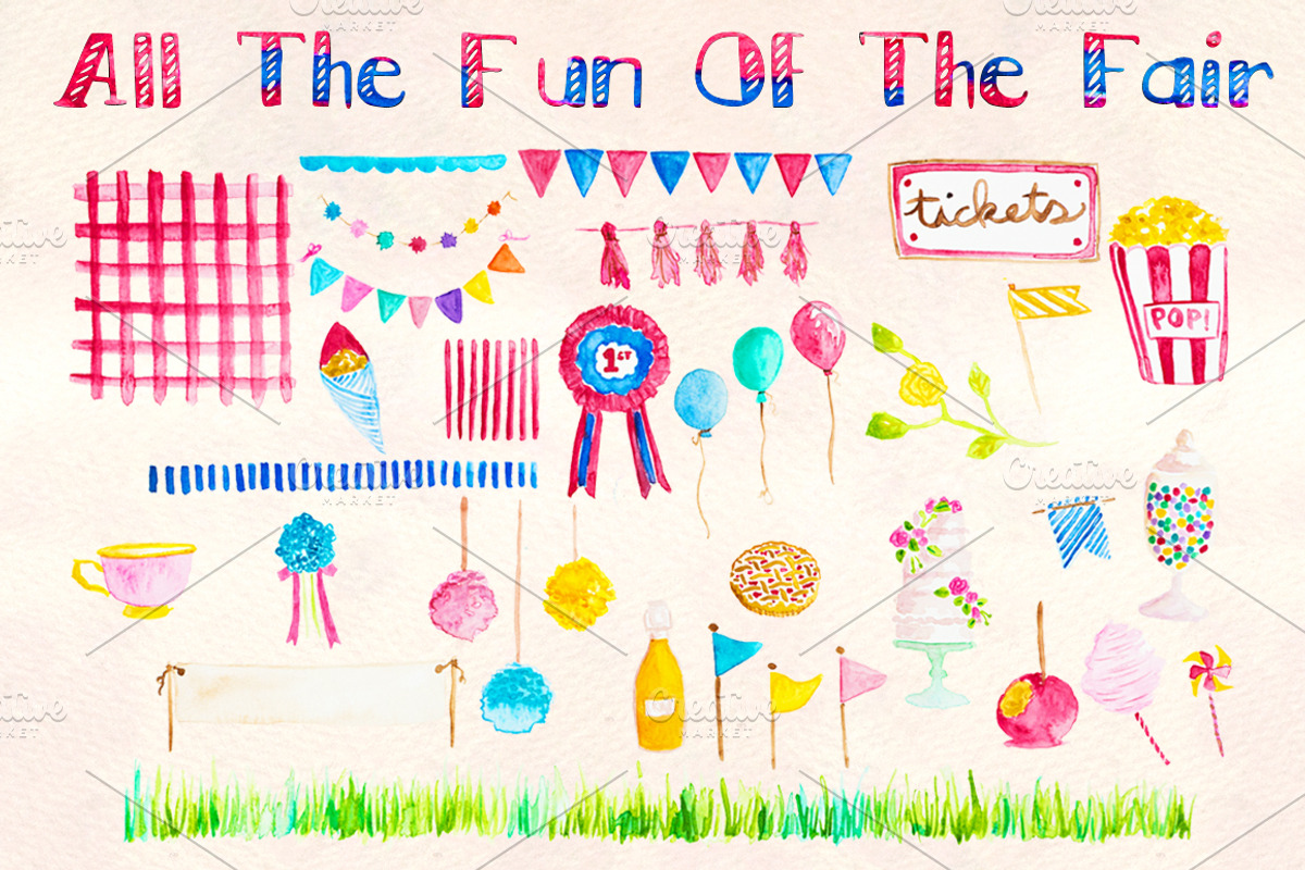 Fun of the Fair Watercolor Bundle, an Illustration by Violet LeBeaux (Photo 1 of 3)