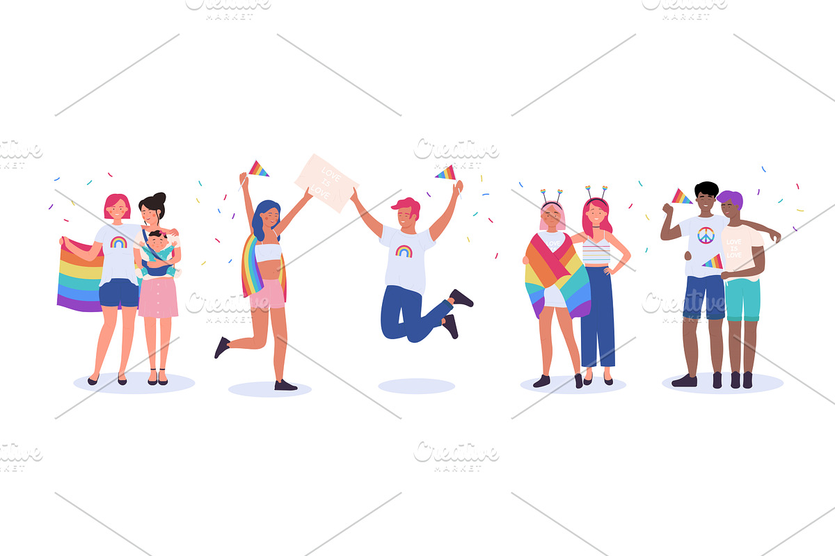LGBT couple people vector, an Object Illustration by Flashvector