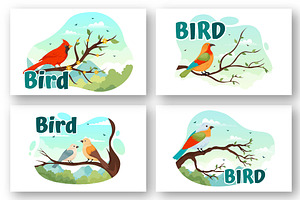 11 Bird Animal Vector Illustration