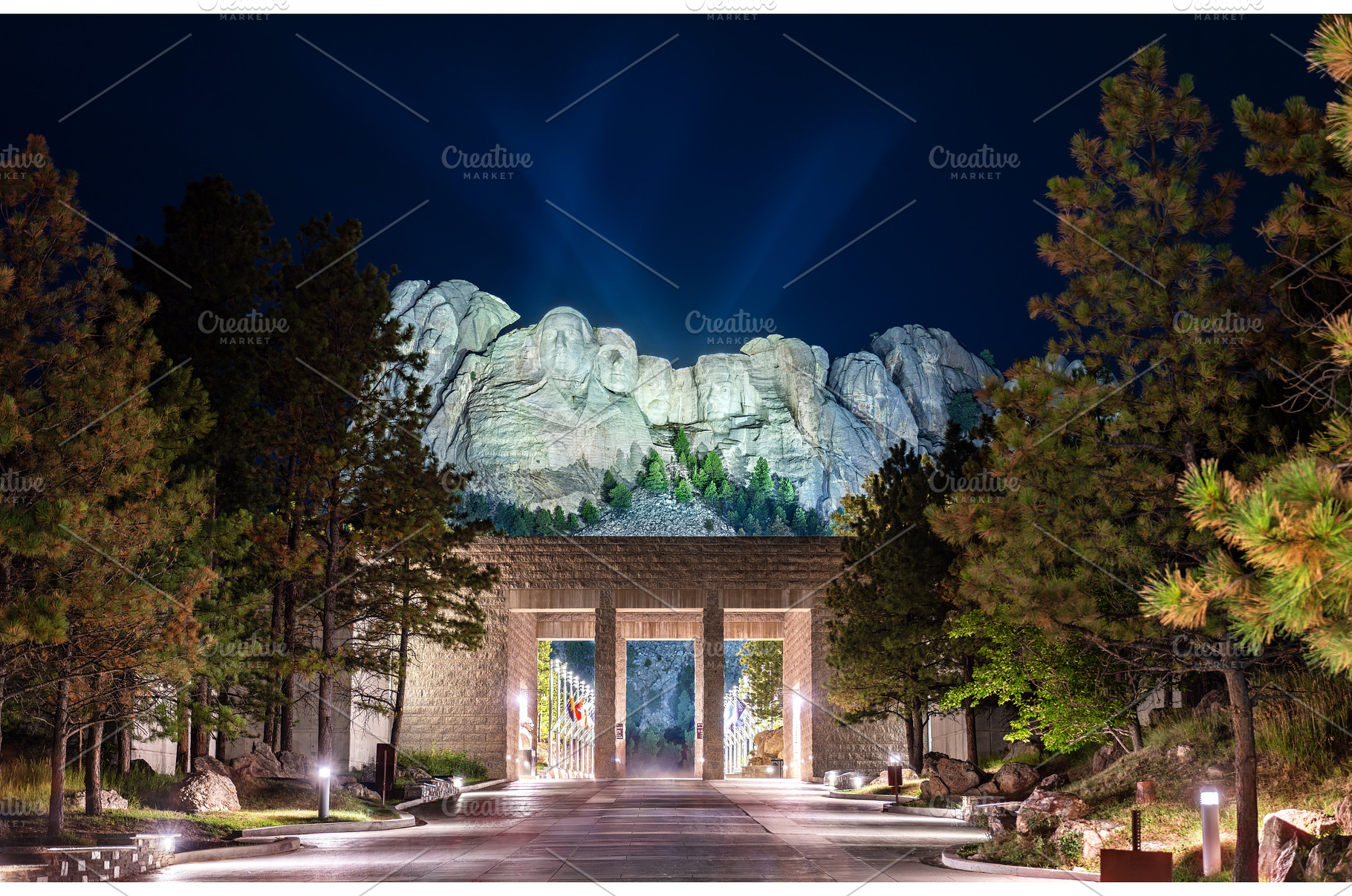 Illuminated Mount Rushmore National, an Arts & Entertainment Photo by Leonid Andronov