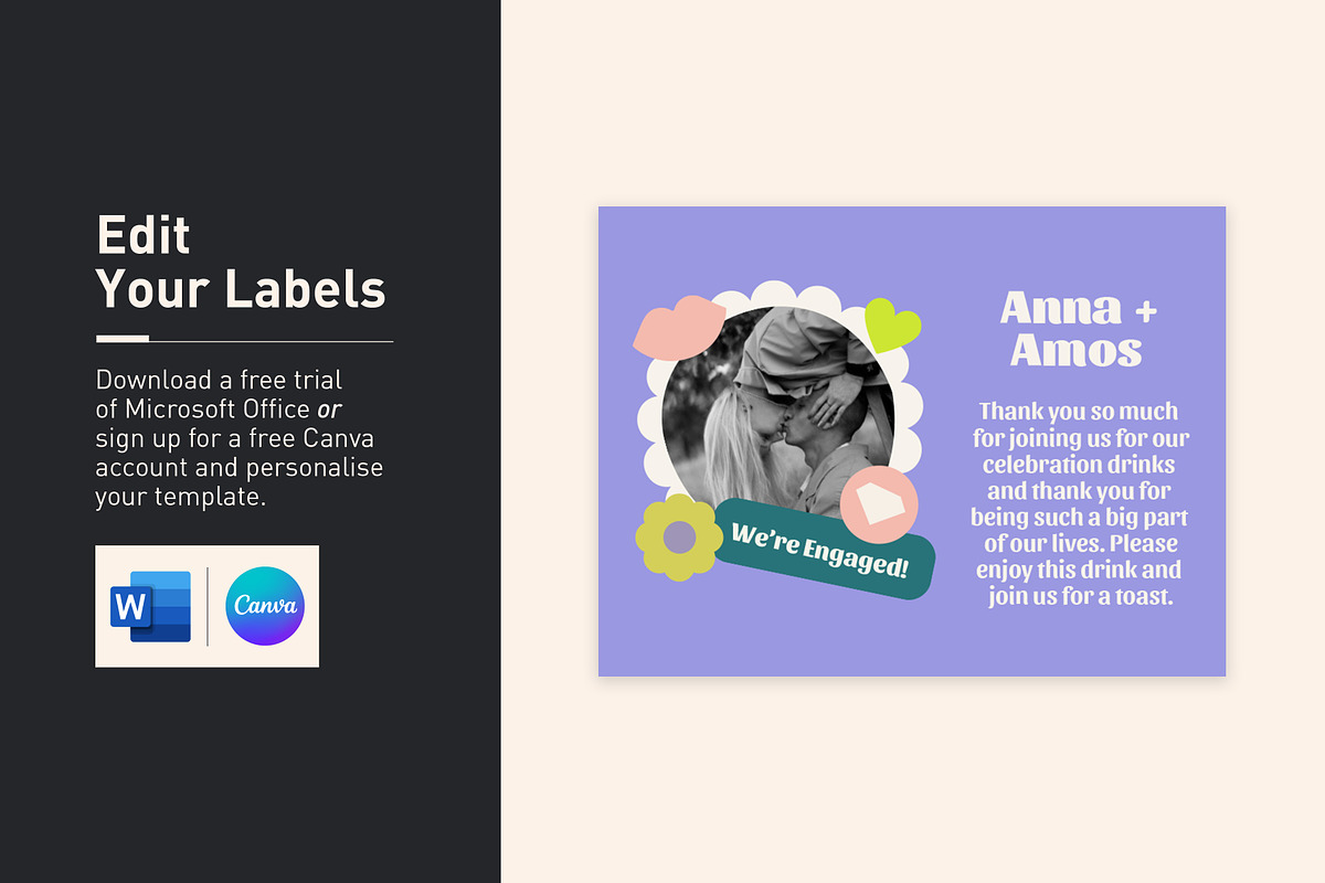 Anna + Amos Bottle Label Template, a Stationery Template by Mountain Folk Creative (Photo 3 of 5)