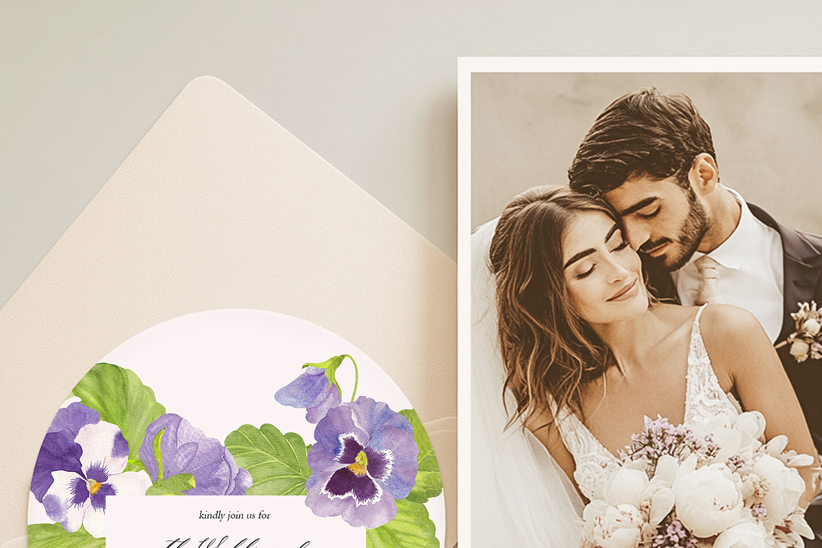 Pansy Watercolor Collection, a Decorative Illustration by Sunshine Art (Photo 3 of 9)