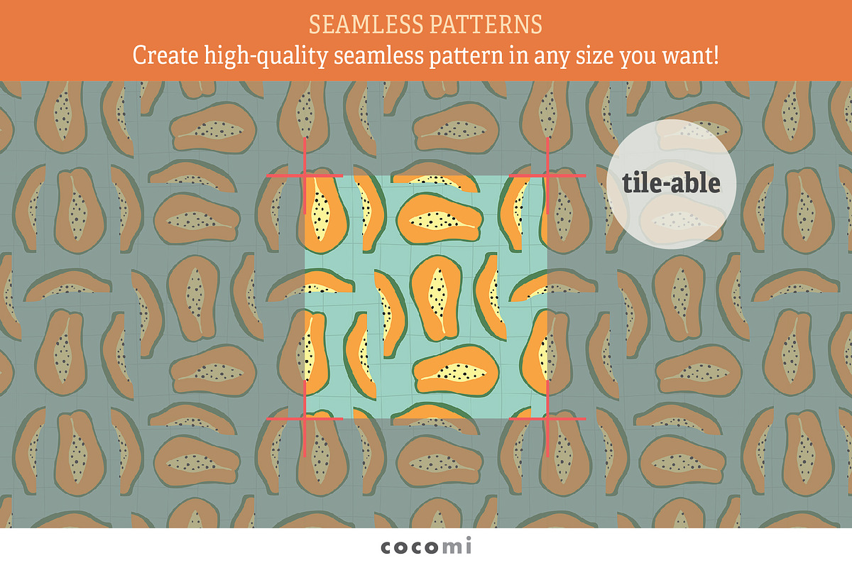 TROPICAL FRUITS seamless patterns, a Pattern Graphic by cocomi (Photo 3 of 5)