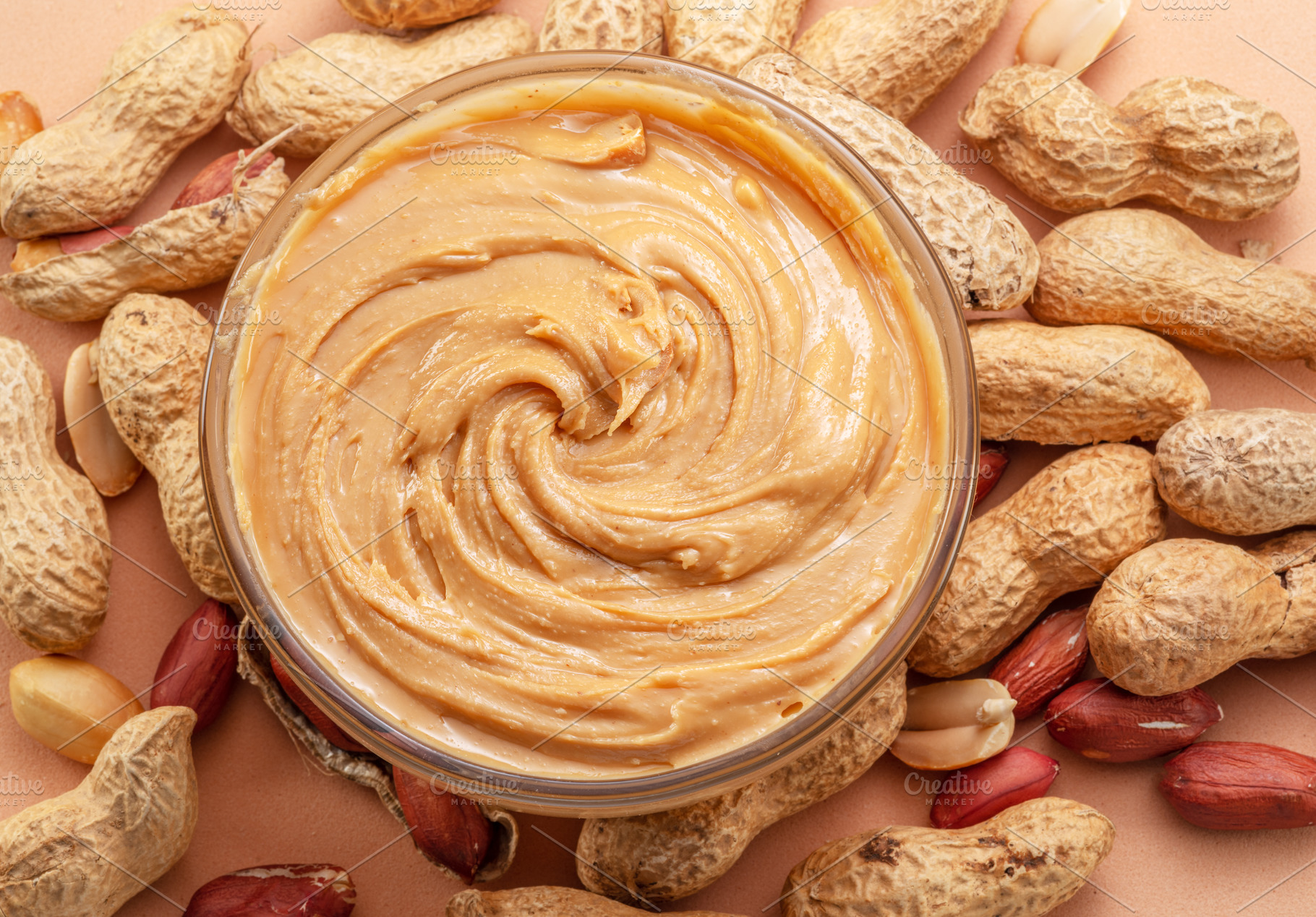 Bowl of peanut butter and peanuts, a Food & Drink Photo by Volff