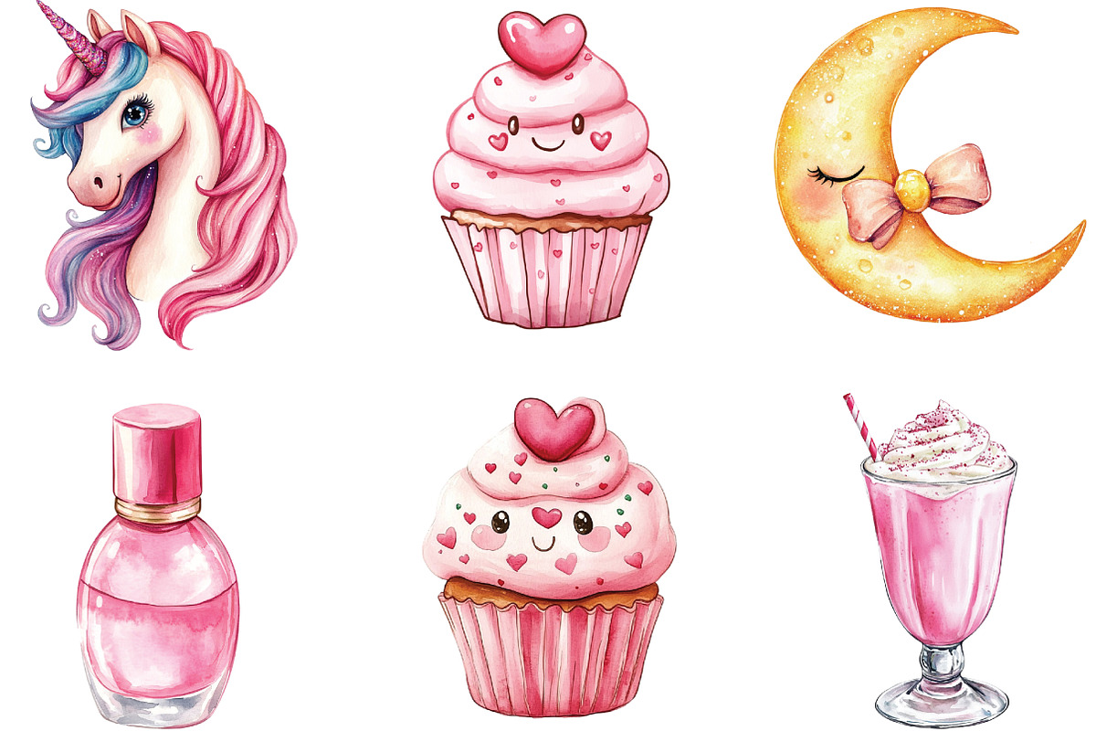 Kawaii Girly Aesthetic Clipart, an Illustration by CraftArtStudio (Photo 2 of 6)