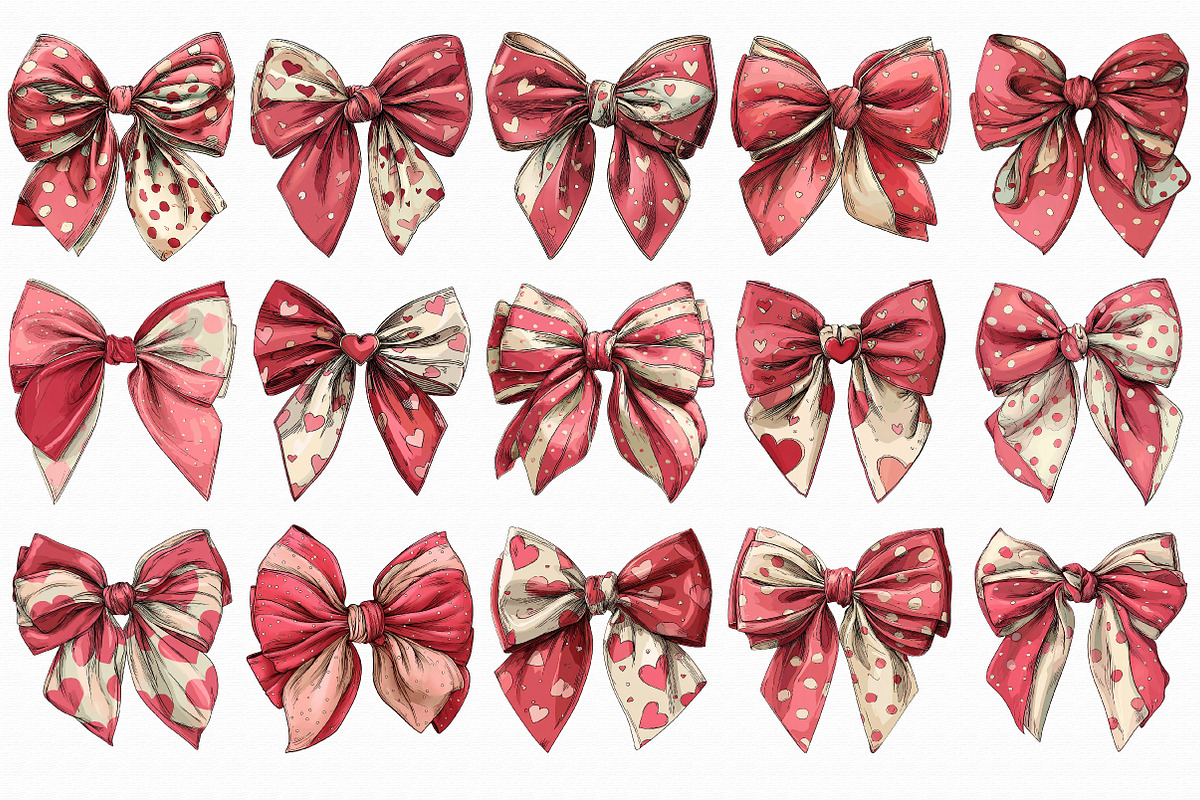 Valentines Day Coquette Bows Clipart, an Illustration by Libby Wishes (Photo 2 of 6)