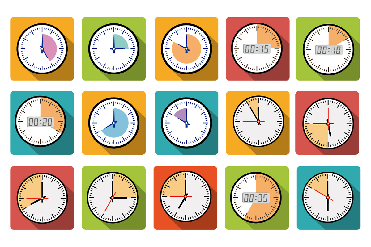 Timer clocks icons, an Outline Icon by AlexZeL (Photo 1 of 5)