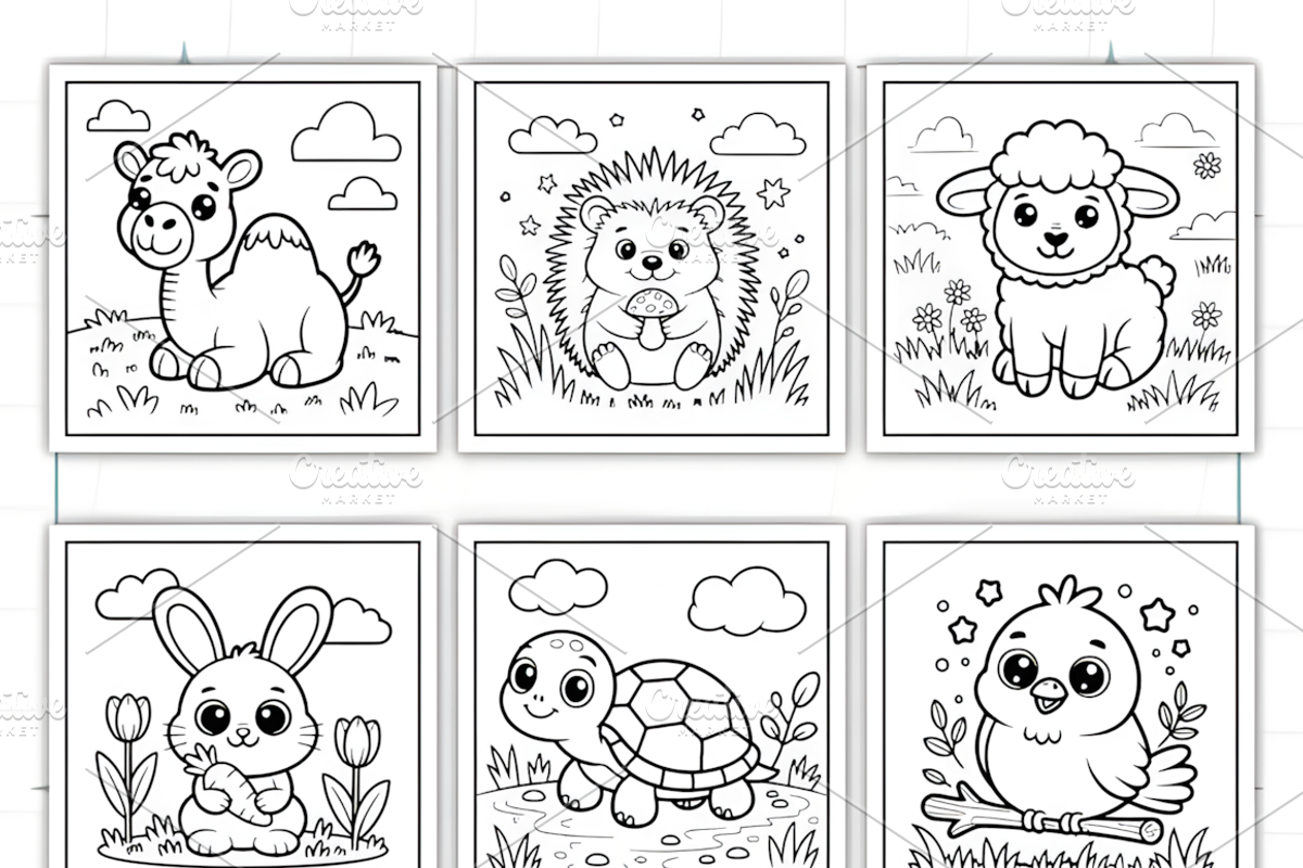 ADULT CUTE BABY ANIMALS COLORING PAG, an Animal Illustration by Ink Gallery (Photo 8 of 9)