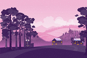 Winter Landscape Vector Illustration