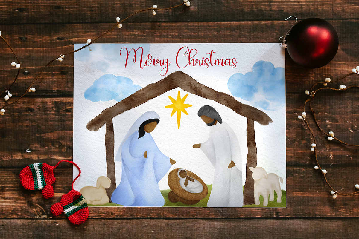 Christmas Nativity Scene Black, an Illustration by NancyDzines (Photo 3 of 3)