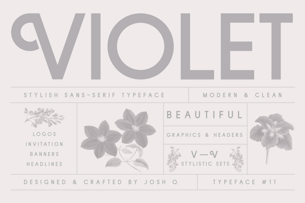 Violet | A Stylish Sans Serif, a Sans Serif Font by Josh O. (Photo 1 of 6)