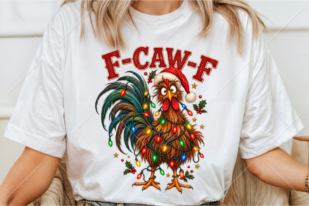 Funny Christmas Chicken F-CAW-E PNG, a Seasonal Illustration by Canvas Craft (Photo 3 of 6)