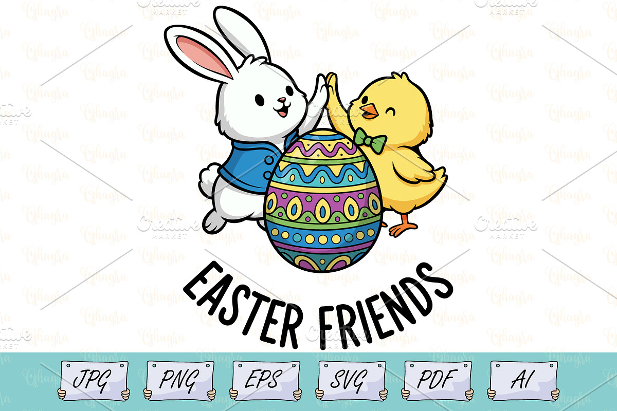 Kids Easter Bunny and Chick Friends, a Seasonal Illustration by Ghagra (Photo 1 of 7)