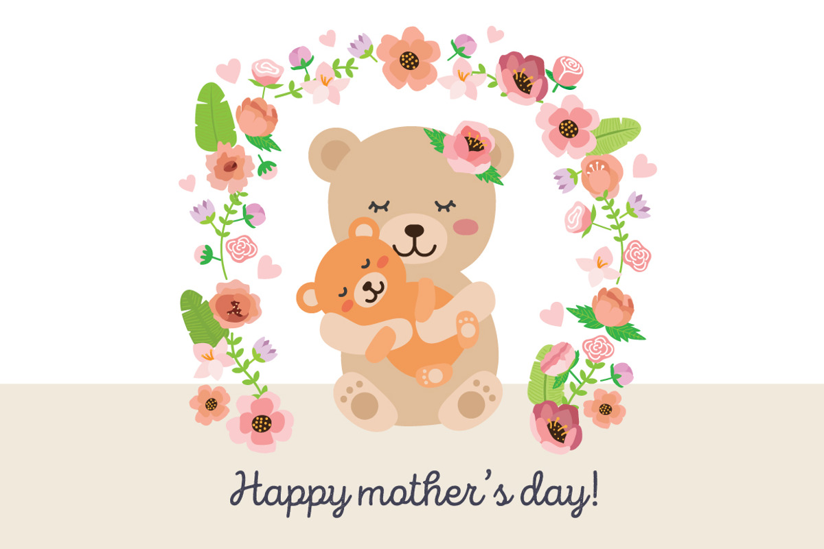 Mother's day - mama bear vector, an Illustration by TinyCuteCo