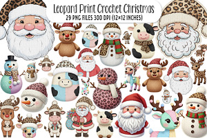 Leopard Print Crochet Christmas PNG, an Illustration by SinaCreation