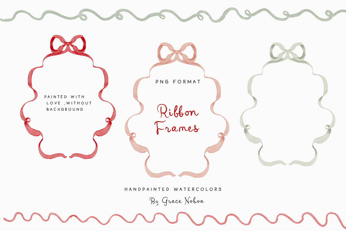 Watercolor Christmas Floral Bows, a Decorative Illustration by Grace Noboa Illustrations (Photo 16 of 24)