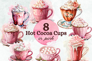 Pink Hot Cocoa Clipart, a Food Illustration by Loony Dream Designs (Thumbnail 1 of 4)