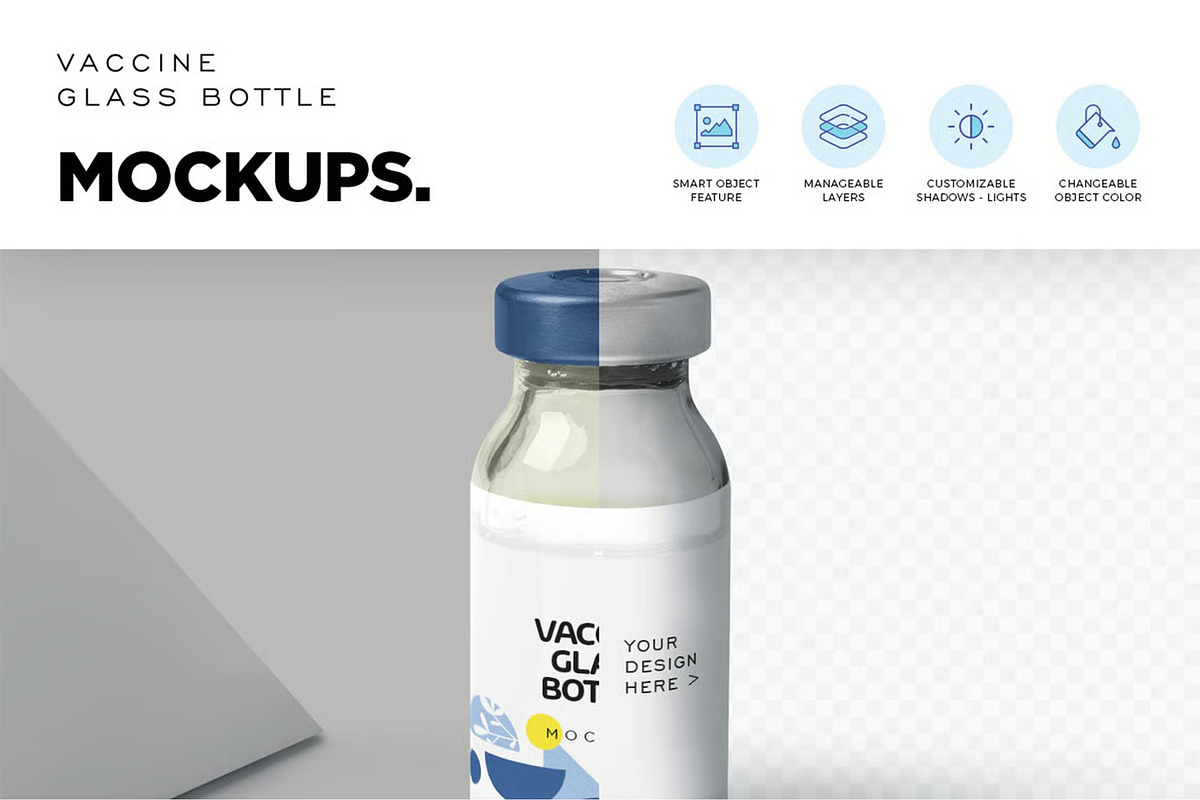 Vaccine Glass Bottle Mockups, a Product Mockup by megostudi0 (Photo 5 of 7)