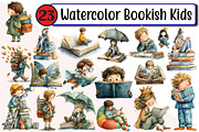 Watercolor Bookish Kids, an Illustration by Design Market (Thumbnail 1 of 3)