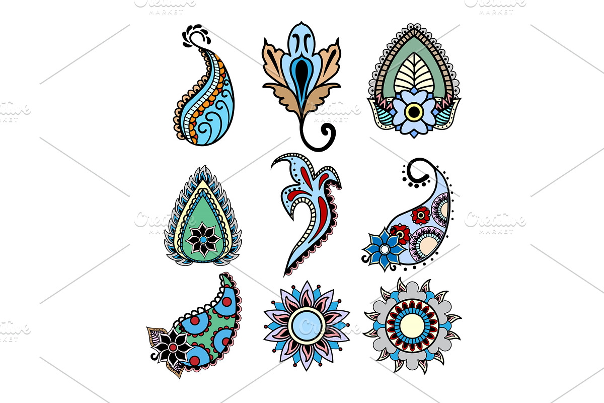 Colorful paisley and floral mandala, an Object Illustration by pikepicture