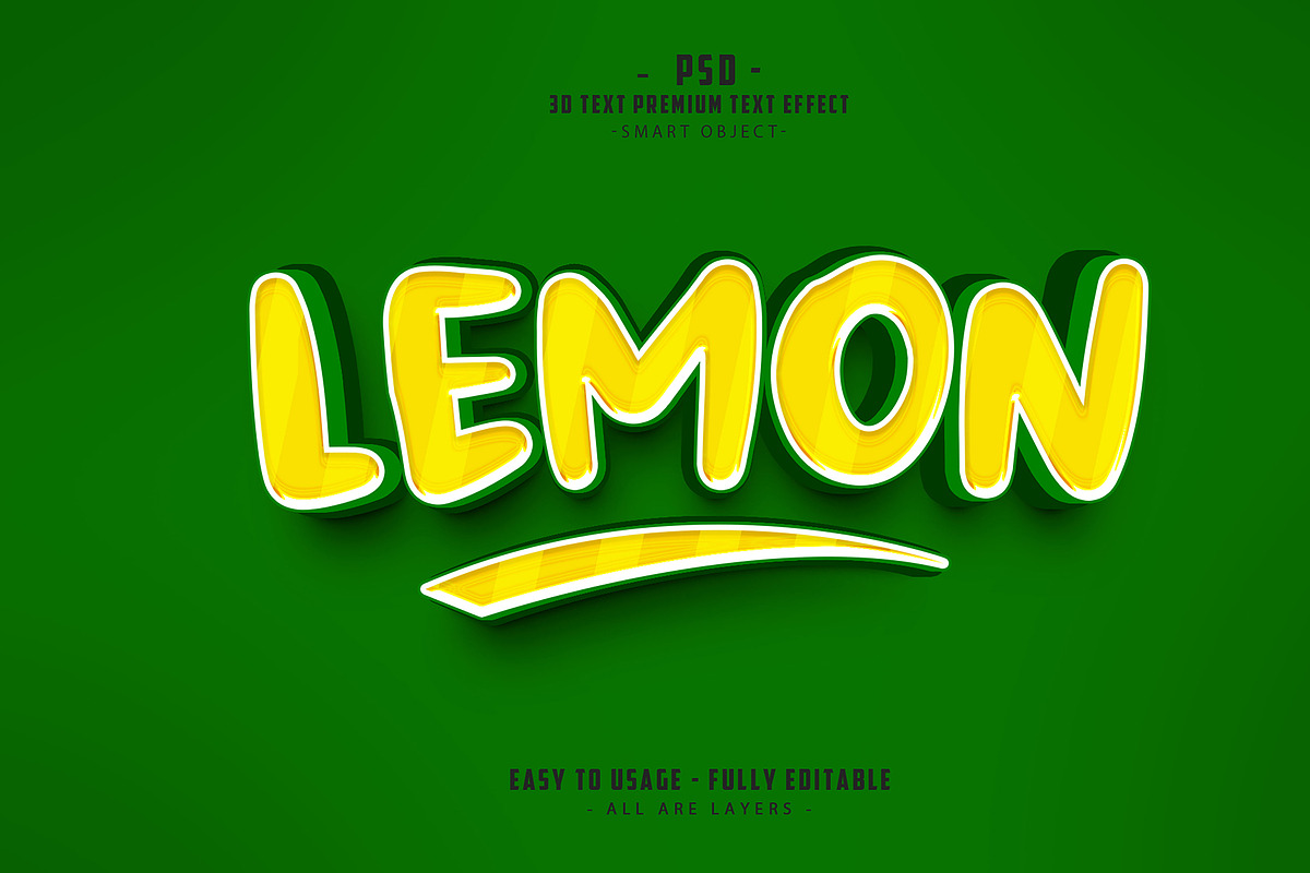 Lemon 3D Editable Text effect Style, a Layer Style Add-On by Md Jahidul99