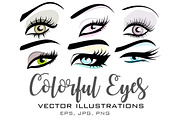 Colorful Eyes Vector Set, an Illustration by esylvia (Thumbnail 1 of 3)