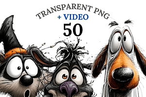 50 Quirky Halloween Clipart, an Illustration by Pati Charm Studio