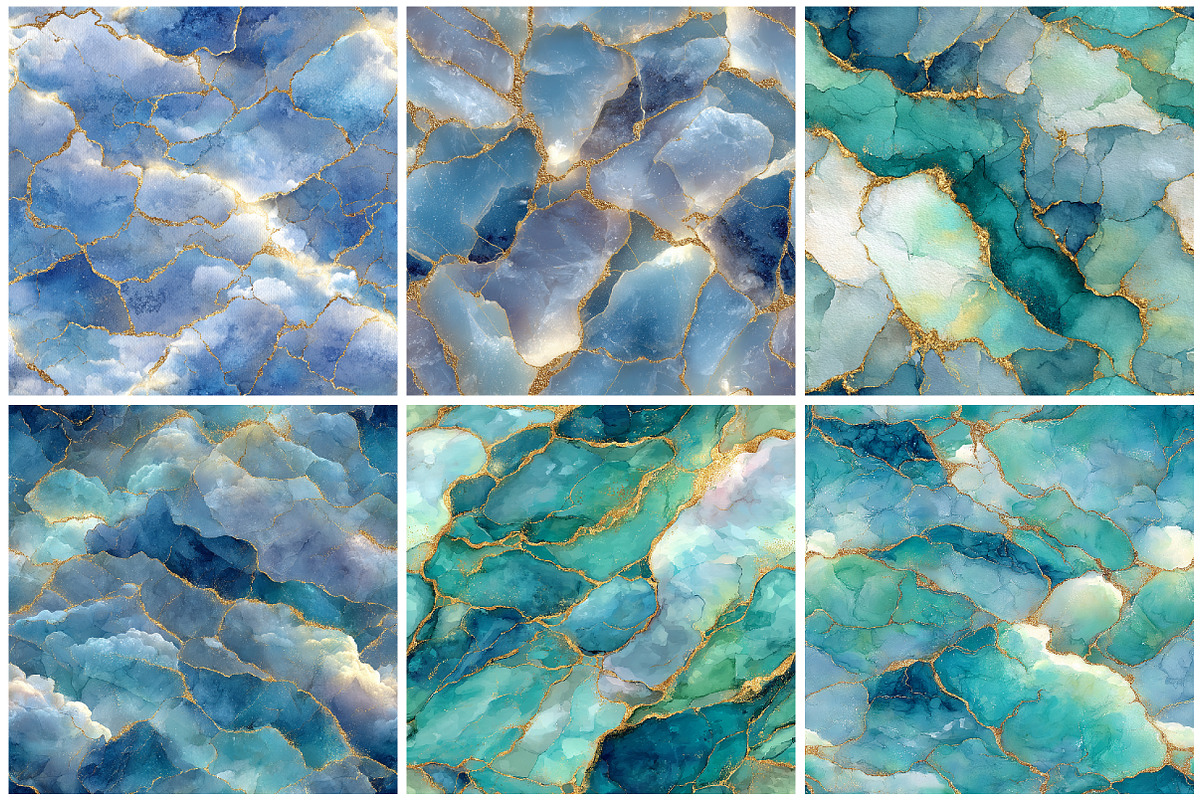 Sky Blue Gold Marble Digital Papers, a Texture Graphic by CitraGraphics (Photo 5 of 6)
