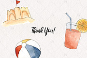 Watercolor Beach Day Graphics, a Food Illustration by Kileen Nicole Art (Thumbnail 5 of 5)