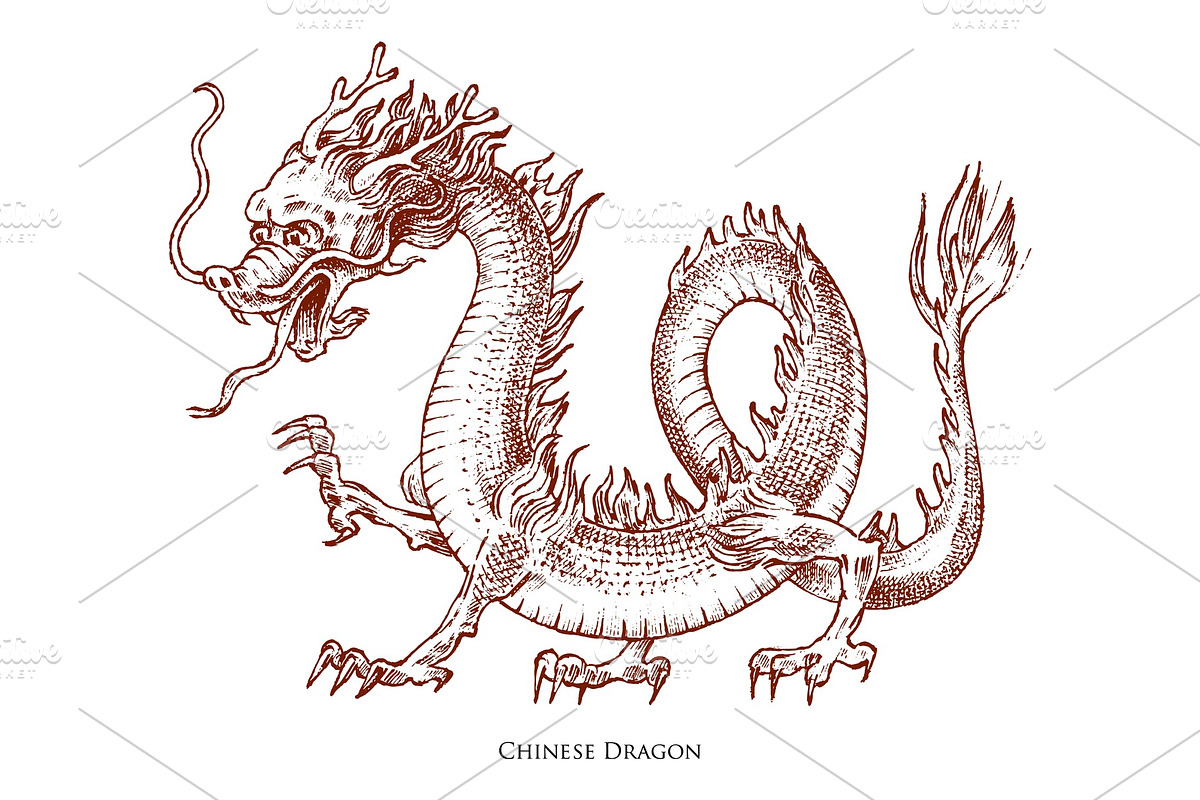 Chinese dragon. Mythological, an Animal Illustration by Arthur Balitskiy